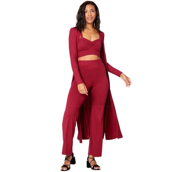 L Space AUDSW22 Audrey Long Duster Cardigan Cabernet Size M NWT - Picture 1 of 12